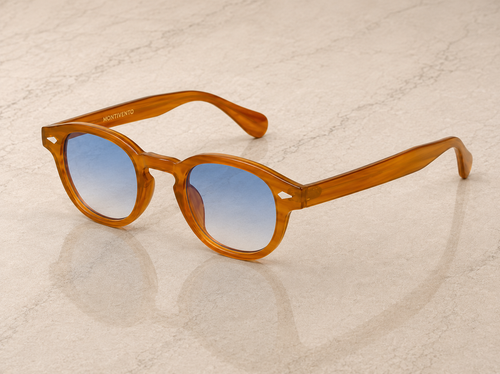 Lunettes de soleil Alassio ORIGINAL, monture translucide miel, verres bleus dégradés — Montivento
