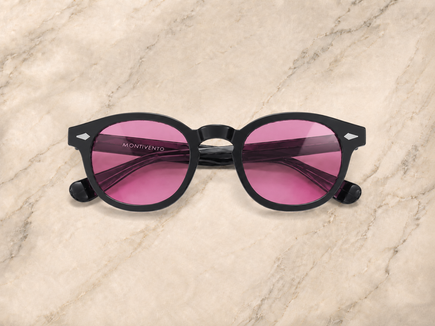 Lunettes de soleil Portofino ORIGINAL, monture noire, verres roses — Montivento