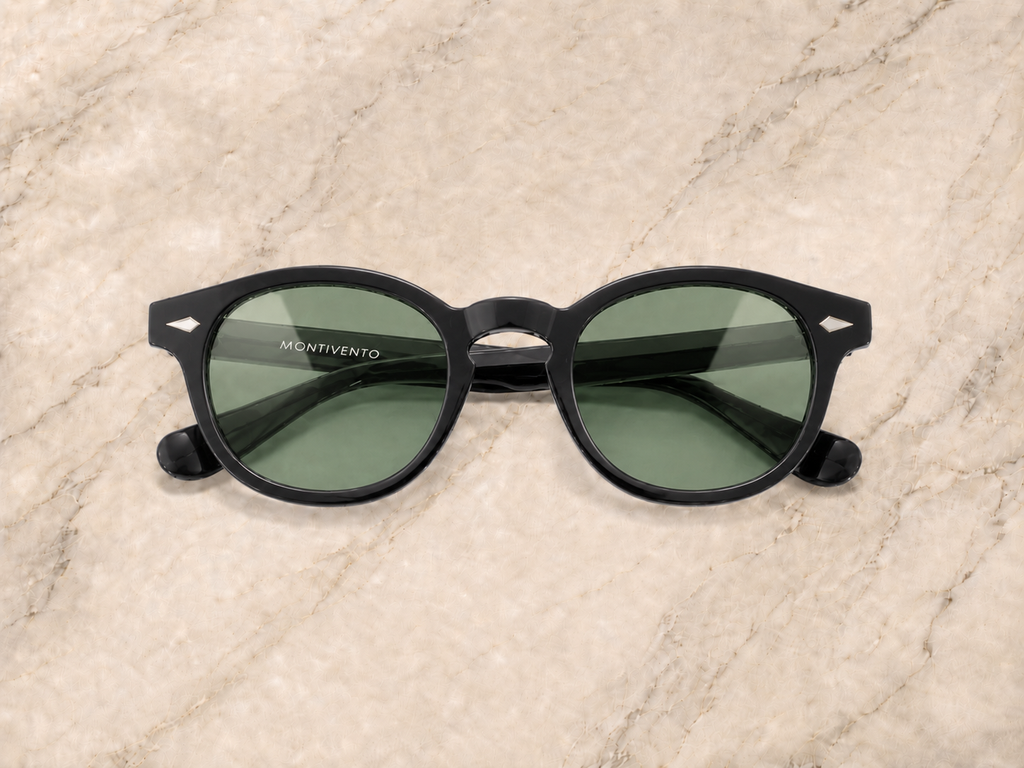 Lunettes de soleil Lugano ORIGINAL, monture noire, verres verts fumés — Montivento
