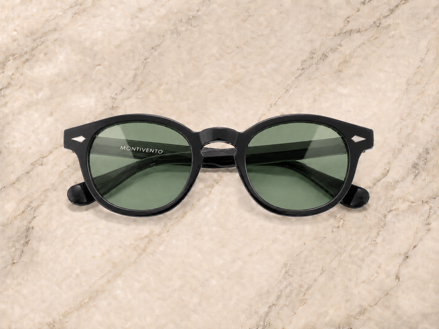 Lunettes de soleil Lugano ORIGINAL, monture noire, verres verts fumés — Montivento