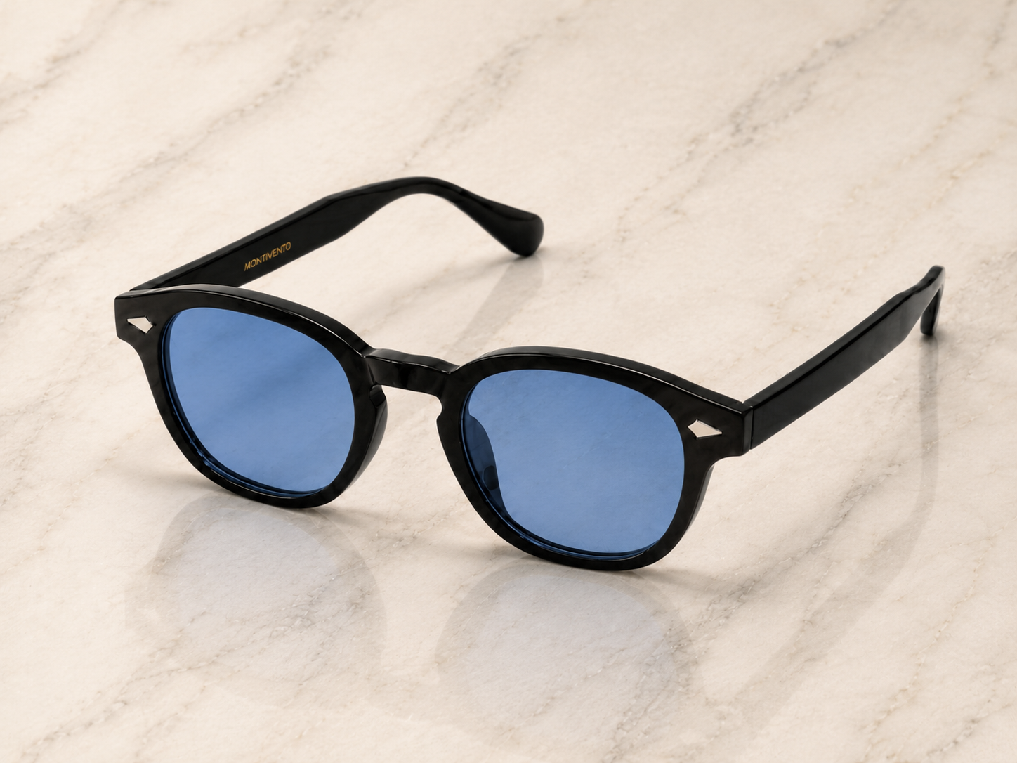 Lunettes de soleil Cannes ORIGINAL, monture noire, verres bleus — Montivento