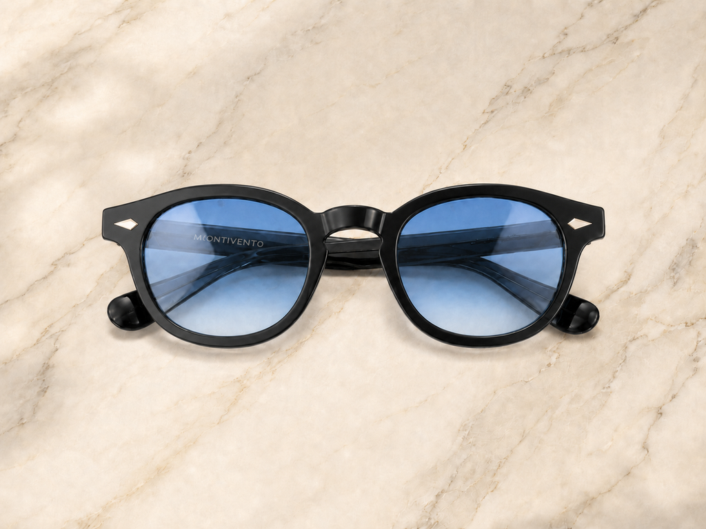 Lunettes de soleil Cannes ORIGINAL, monture noire, verres bleus — Montivento