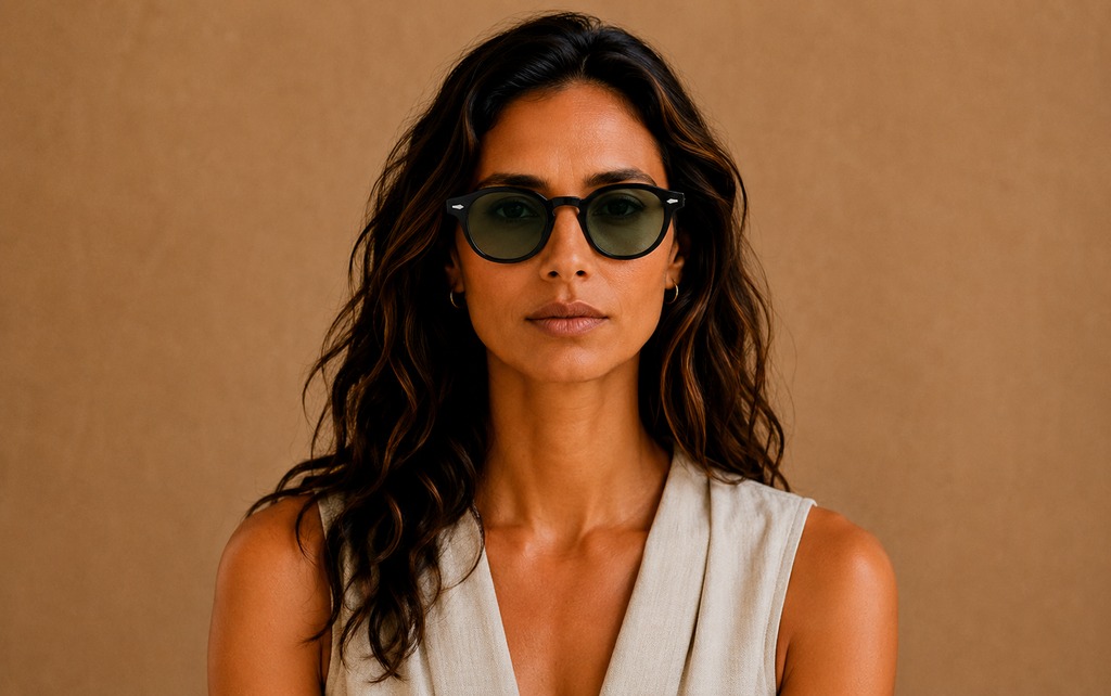 Lunettes de soleil Lugano ORIGINAL, monture noire, verres verts fumés — Montivento