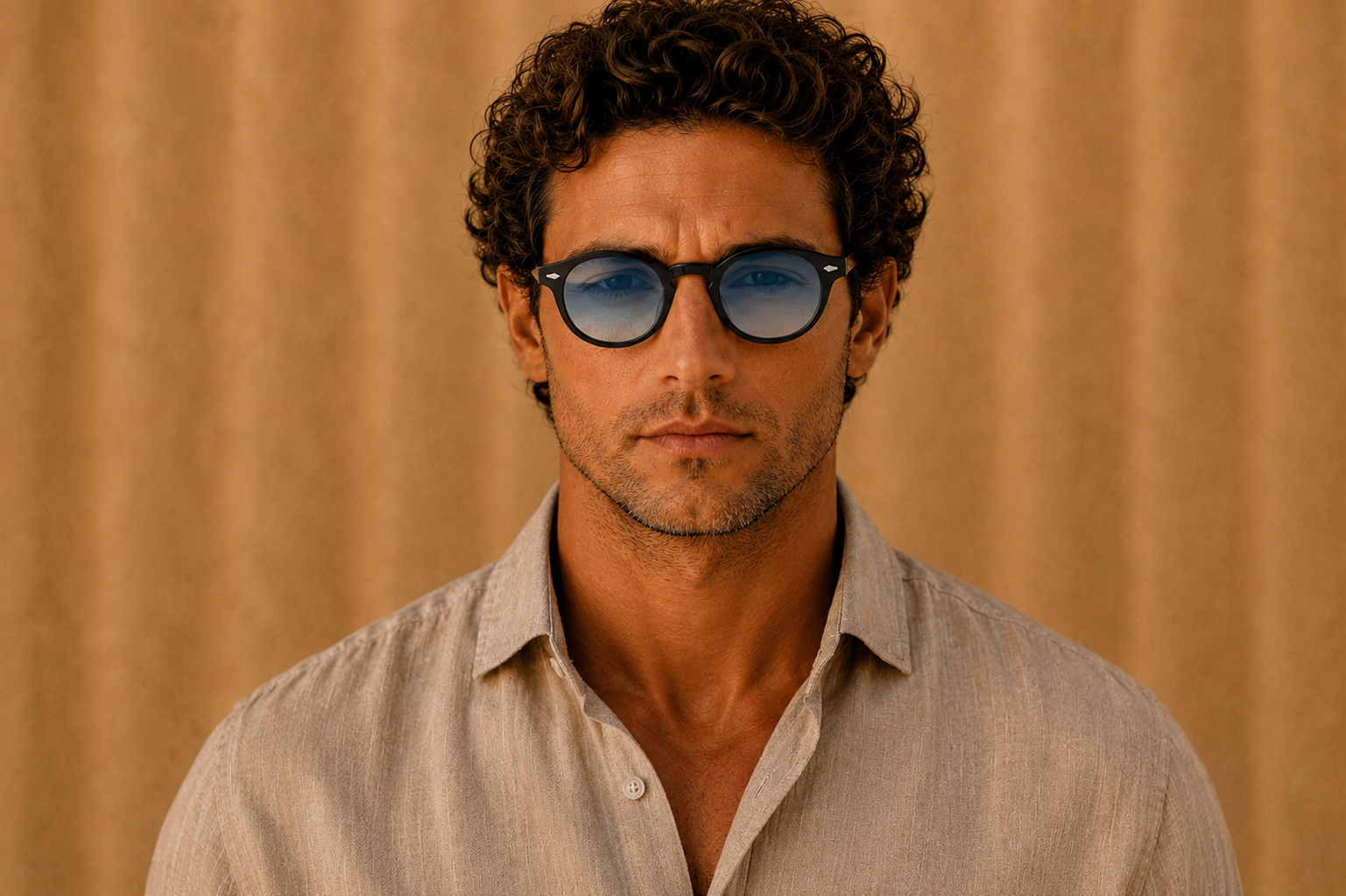 Lunettes de soleil Santorini SIGNATURE, monture noire, verres bleu dégradé — Montivento