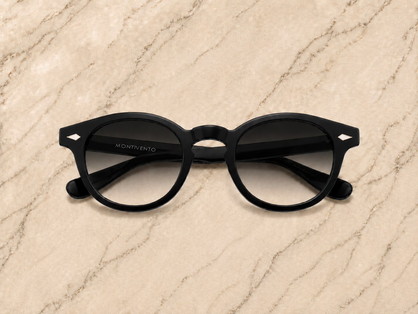 Lunettes de soleil Orvieto ORIGINAL, monture noire ronde, verres noir dégradé — Montivento