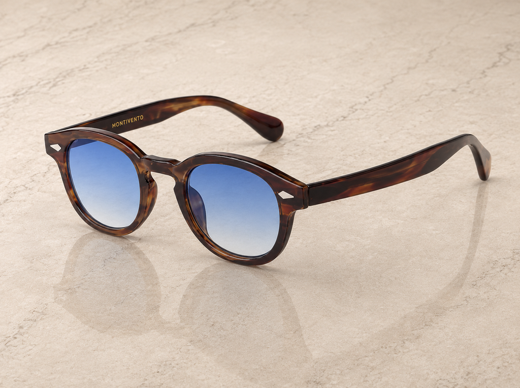 Lunettes de soleil Ravello SIGNATURE, monture écaille ambrée, verres bleus dégradés — Montivento