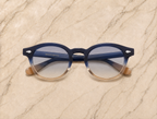 Lunettes de soleil Saint-Raphaël SIGNATURE, monture bicolore bleu et miel, verres bleus dégradés — Montivento