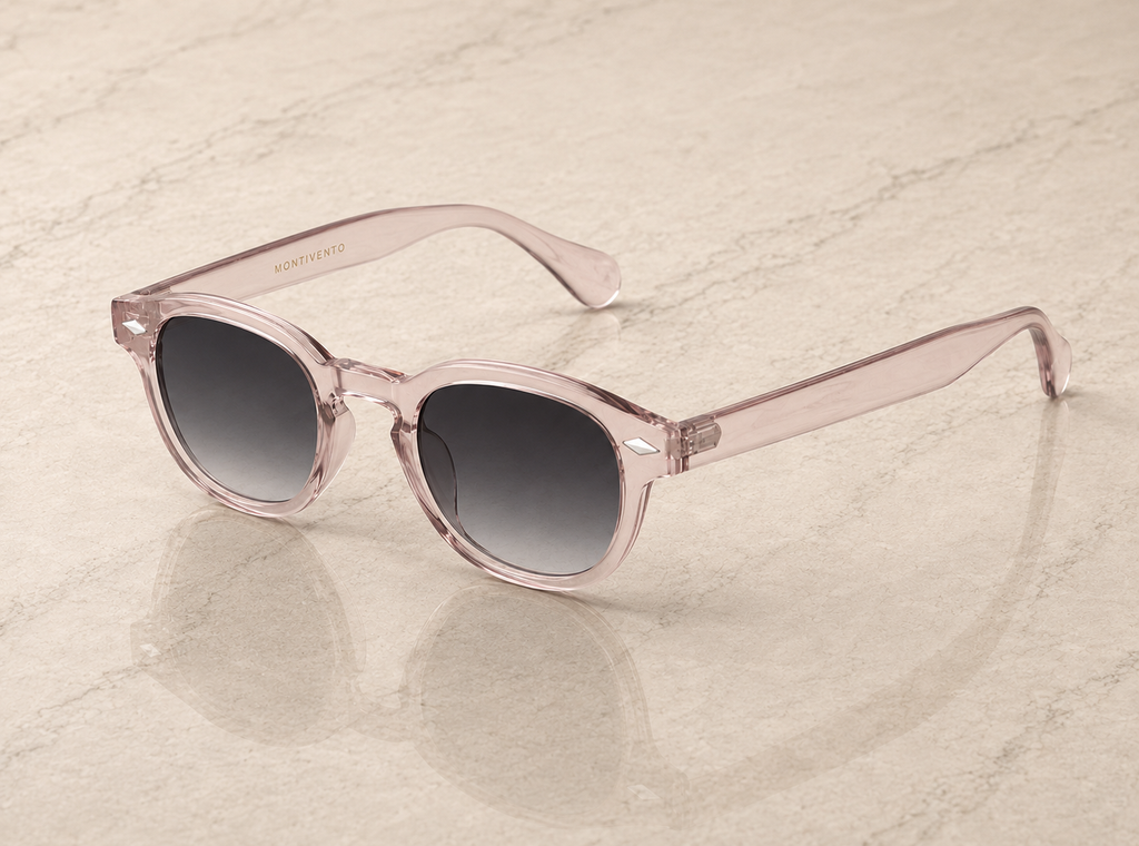 Lunettes de soleil Saint-Tropez SIGNATURE, monture translucide rose poudré, verres noir dégradé — Montivento