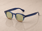 Lunettes de soleil Sirmione SIGNATURE, monture bleu profond et miel, verres verts dégradés — Montivento